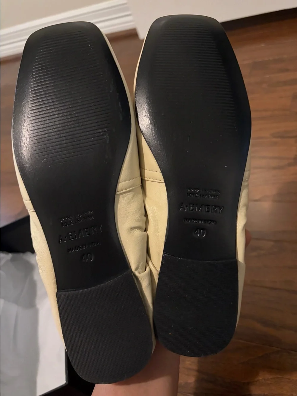 New A.Emery Delphine Eggshell Light Beige Leather Slip-On Loafers Sz 40 9.5